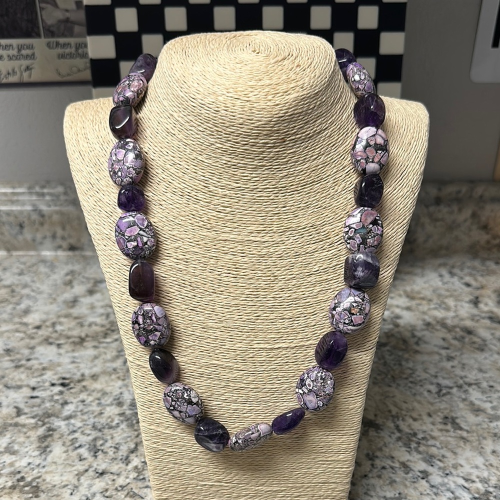 Elegant Amethyst and Stone Beaded Necklace